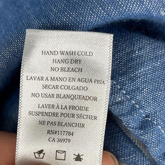 Rails Rocky Linen Blend Dress Womens Large Blue Short Sleeve Catalina Stripe - Picture 12 of 16